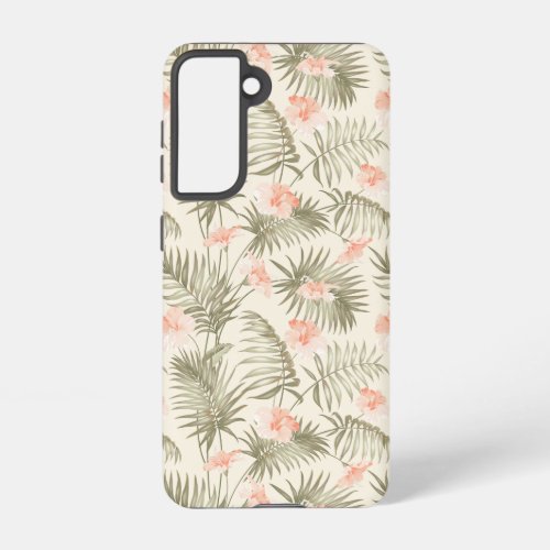 Tropical Hisbiscus Palm Tree Pattern Samsung Galaxy S21 Case