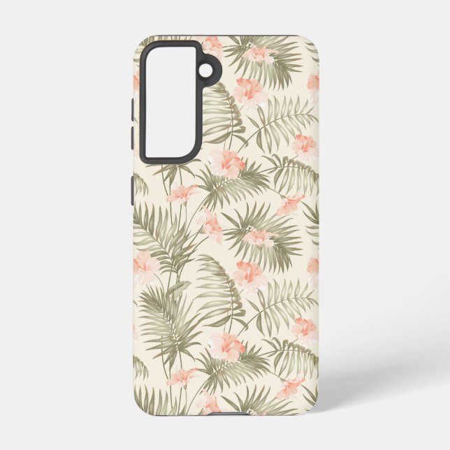 Tropical Hisbiscus Palm Tree Pattern Samsung Galaxy Case (Back)