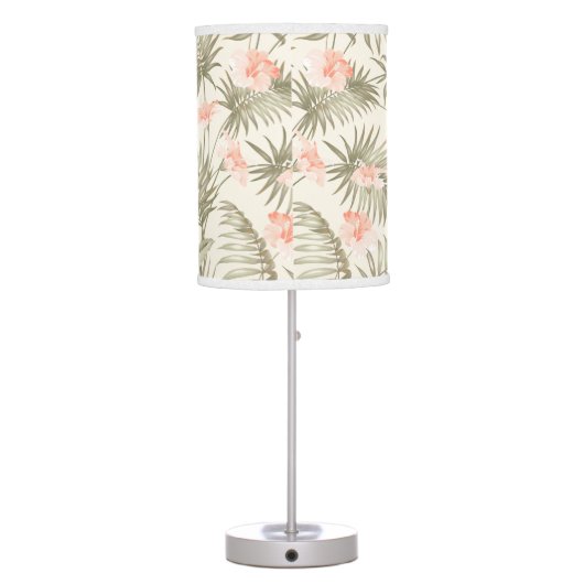 Tropical Hisbiscus Palm Tree Pattern Table Lamp (Back)