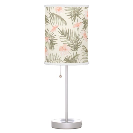 Tropical Hisbiscus Palm Tree Pattern Table Lamp (Right)