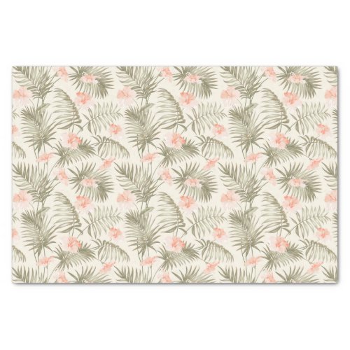 Tropical Hisbiscus Palm Tree Pattern Tissue Paper