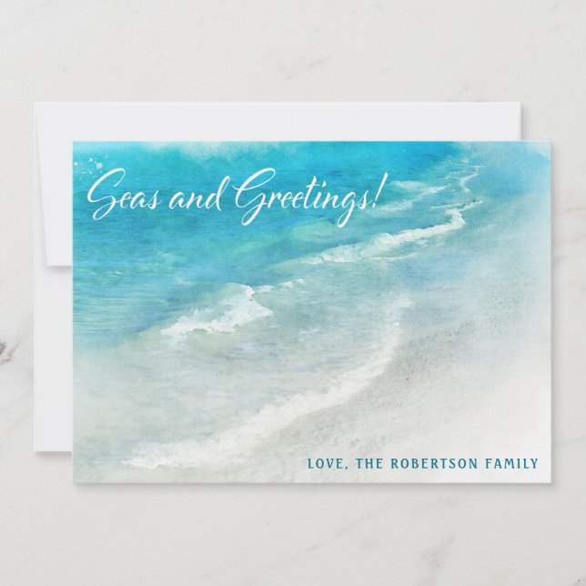 TROPICAL HOLIDAY CARD | Coastal Beach Christmas (Front)