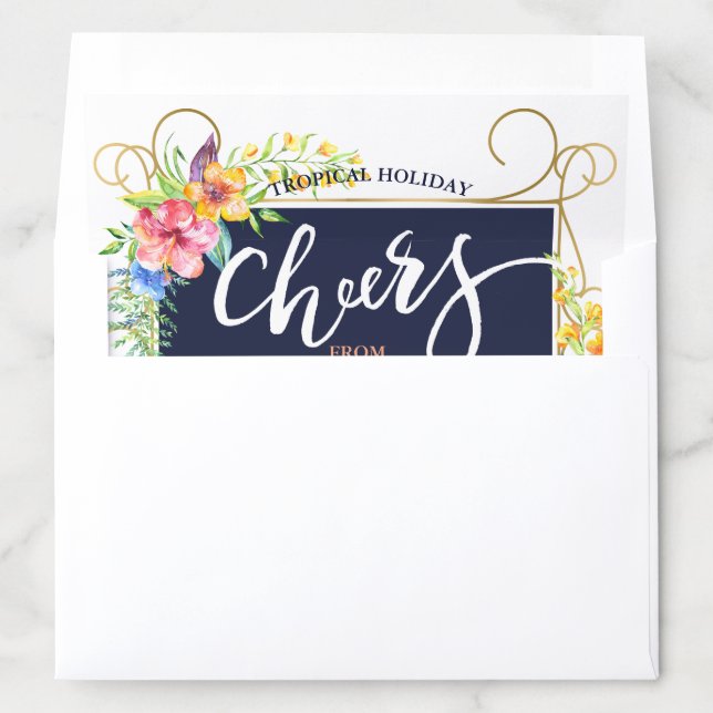 Tropical Holiday Cheers Flowers & Typography Envelope Liner (In Envelope)