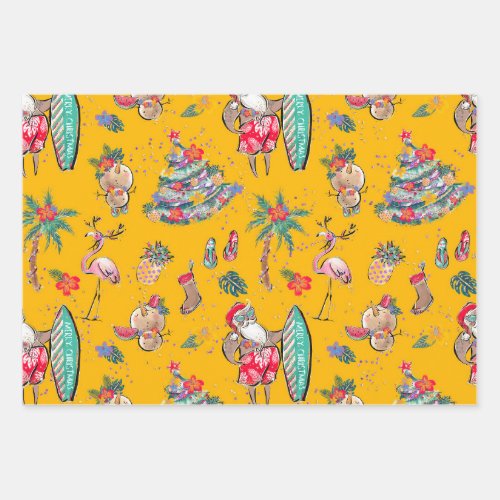 Tropical Holiday Christmas Wrapping Paper Sheets