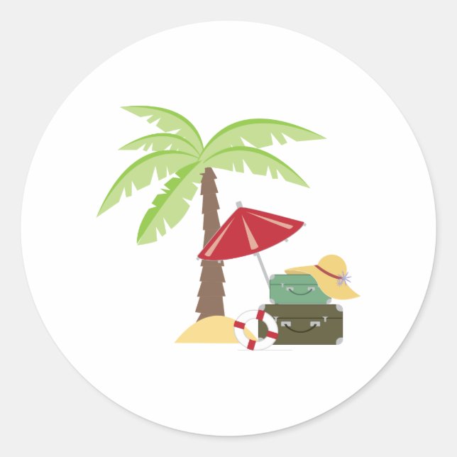 Tropical Holiday Classic Round Sticker (Front)