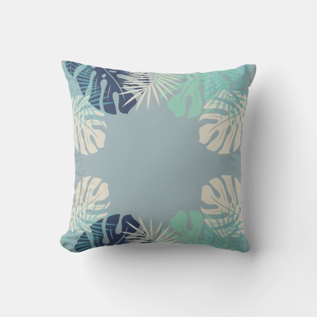 Tropical Holiday Leaves Vector Illustration Art Throw Pillow (Front)