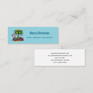 Tropical Holiday Palm Tree Merry Christmas Mini Business Card