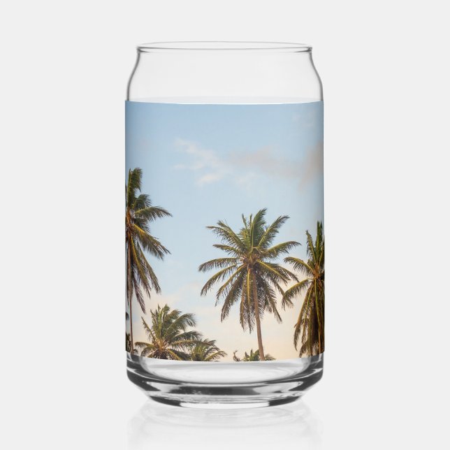 Tropical Holiday Palm Trees Can Glass (Front)