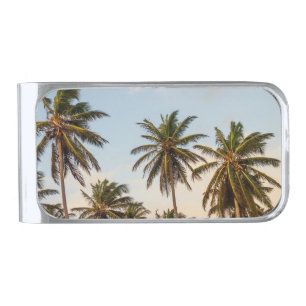 Tropical Holiday Palm Trees Silver Finish Money Clip