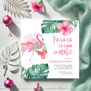 Tropical Holiday Party Watercolor Flamingo Invitation
