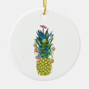 Tropical Holiday Pineapple Christmas Ornaments