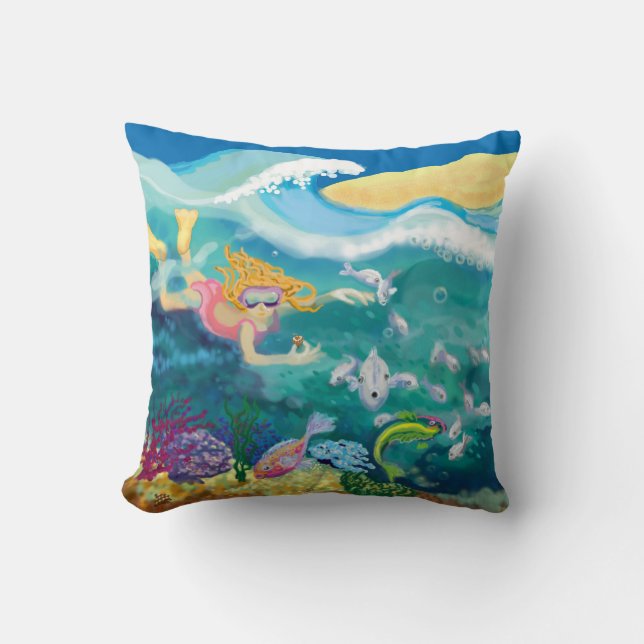 tropical holiday throw pillow (Front)