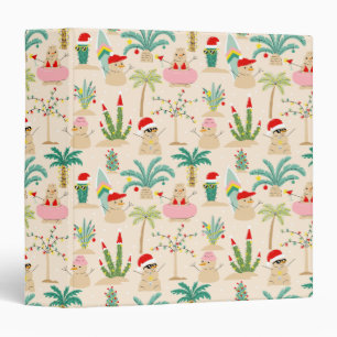 Tropical Holiday Vibes Christmas Pattern 3 Ring Binder
