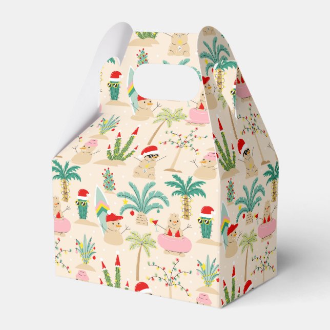 Tropical Holiday Vibes Christmas Pattern Favor Boxes (Front Side)