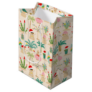 Tropical Holiday Vibes Christmas Pattern Medium Gift Bag
