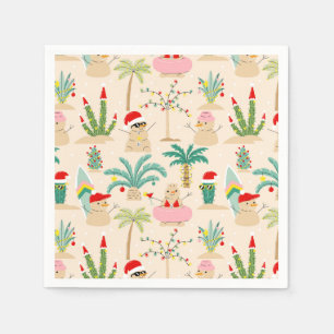 Tropical Holiday Vibes Christmas Pattern Napkins