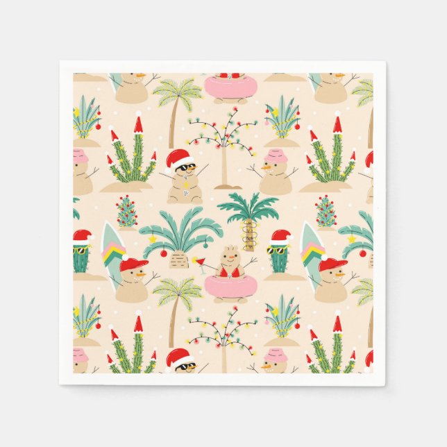 Tropical Holiday Vibes Christmas Pattern Napkins (Front)