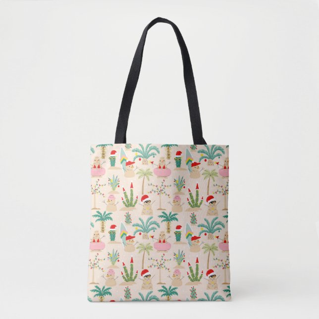 Tropical Holiday Vibes Christmas Pattern Tote Bag (Front)