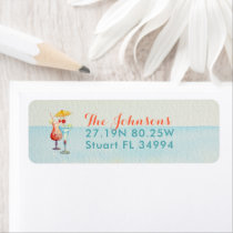 Tropical Holidays | Bright Colors Teal &amp; Salmon Label