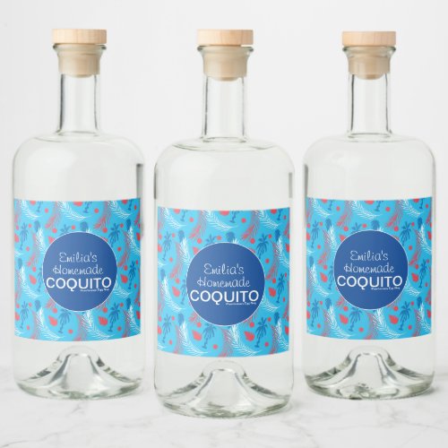 Tropical Homemade Coquito Recipe Business Branding Liquor Bottle Label