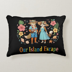 Tropical Honeymoon Animal Couple Beach Accent Pillow