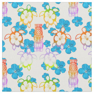 Tropical Honu And Tiki Fabric