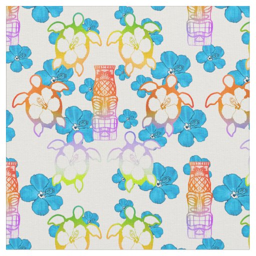 Tropical Honu And Tiki Fabric
