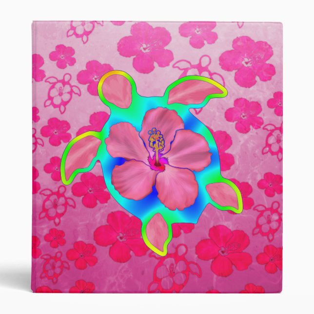 Tropical Honu Turtle and Hibiscus Binder (Front)