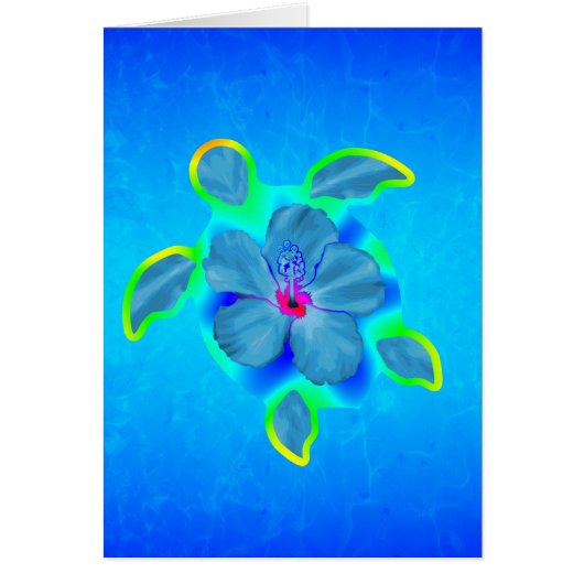 Tropical Honu Turtle and Hibiscus Cards (Front)