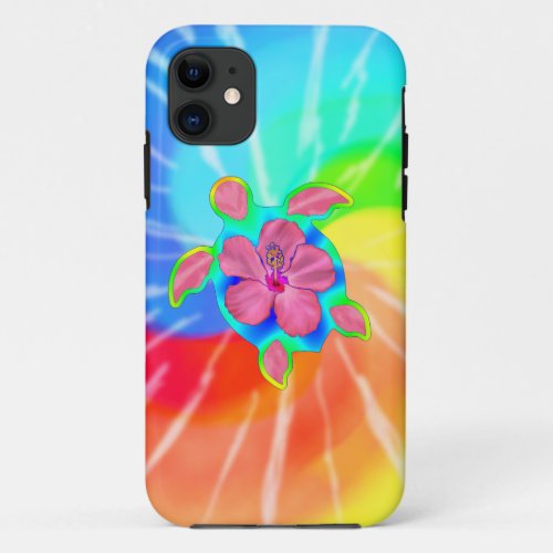 Tropical Honu Turtle and Hibiscus iPhone 11 Case