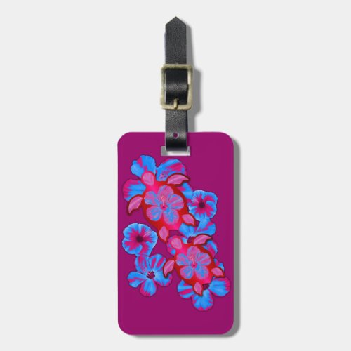 Tropical Honu Turtles And Hibiscus Flowers Luggage Tag