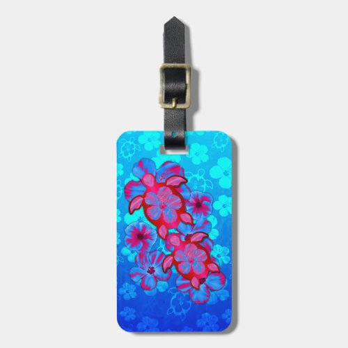 Tropical Honu Turtles And Hibiscus Flowers Luggage Tag
