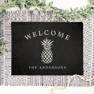 Tropical Hospitality Pineapple Personalized Doormat