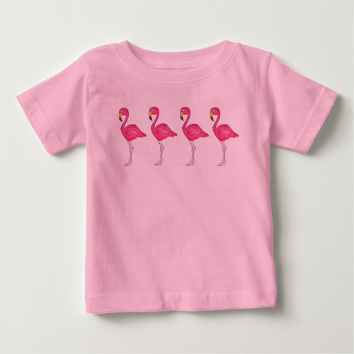 Tropical Hot Pink Flamingo Island Bird Paradise Baby T_Shirt