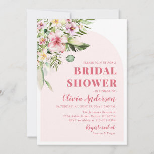 Tropical Hot Pink Hawaiian Summer Bridal Shower Invitation