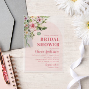 Tropical Hot Pink Hawaiian Summer Bridal Shower Vellum Invitations