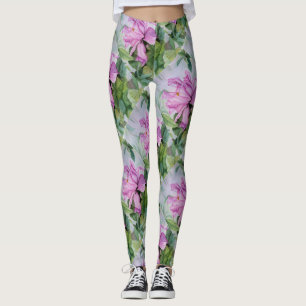 TROPICAL HOT PINK ORCHID FLORAL LEGGINGS