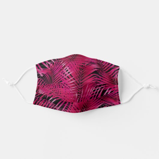 Tropical Hot Pink Palm Fronds Adult Cloth Face Mask (Front, Unfolded)