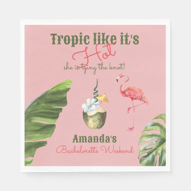 Tropical Hot Pink Palm Springs Bachelorette Party Napkins (Front)