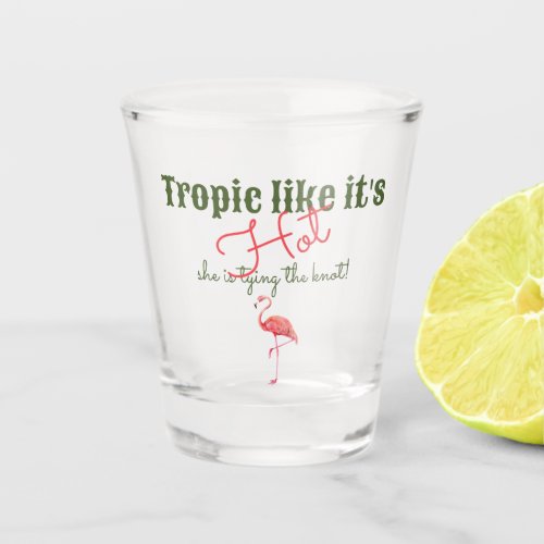 Tropical Hot Pink Palm Springs Bachelorette Party Shot Glass