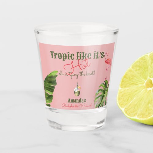 Tropical Hot Pink Palm Springs Bachelorette Party Shot Glass