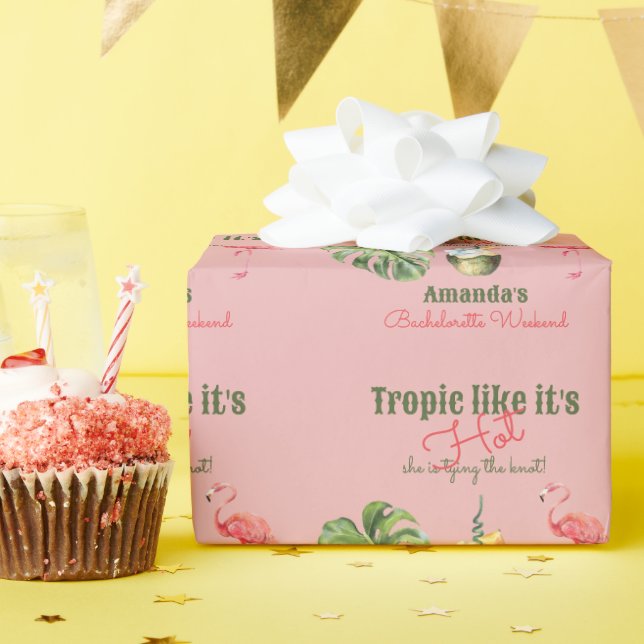 Tropical Hot Pink Palm Springs Bachelorette Party Wrapping Paper (Birthday Party)