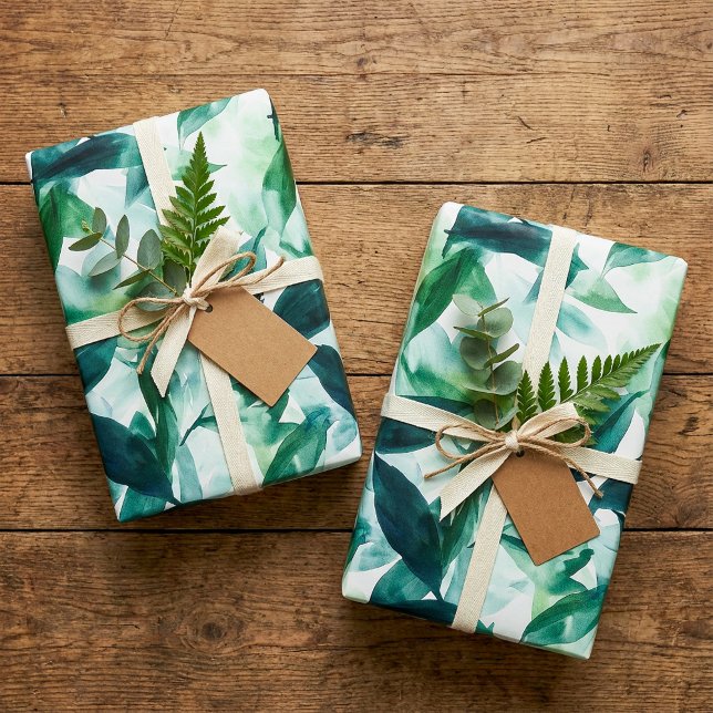 Tropical house plant Leaf Watercolor Wrapping Paper (Tropical house plant Leaf Watercolor Wrapping Paper.)