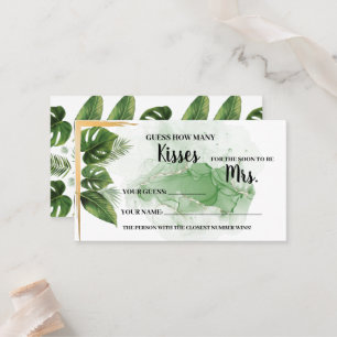 Tropical How Many Kisses for Mrs Shower Game Card