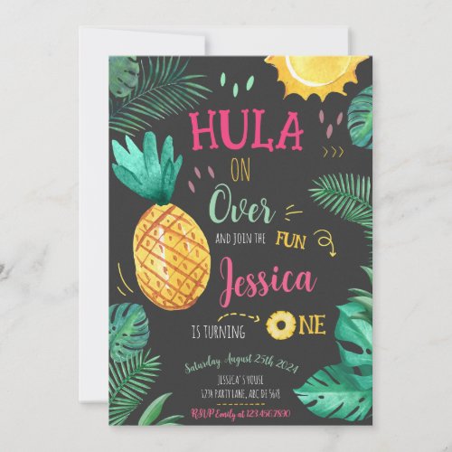 Tropical Hula On Over 1st Birthday  Invitation