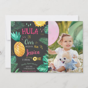 Tropical Hula On Over 1st Birthday Photo Invitation