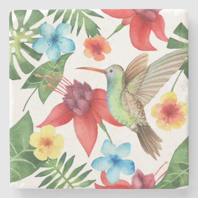 Tropical Hummingbird 2 Stone Coaster (Front)