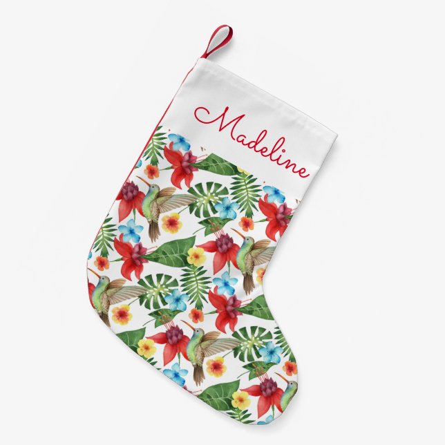 Tropical Hummingbird | Add Your Name Small Christmas Stocking (Front (Hanging))