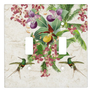 Tropical Hummingbird Bird Orchid Flower Wall Plate
