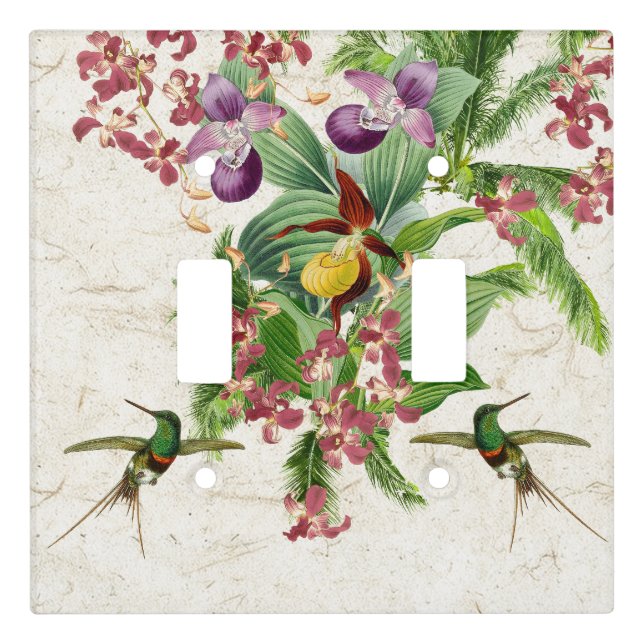 Tropical Hummingbird Bird Orchid Flower Wall Plate (Front)